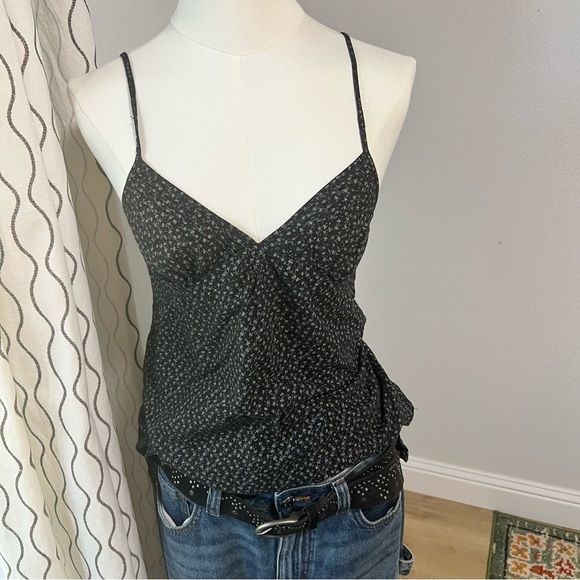 BCBGirls Cami Top Small Babydoll Floral Ditsy Drawstring Waist Camisole Babydoll - Picture 7 of 13